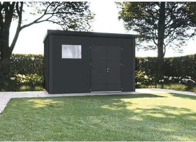 Produktbild von Gartenhaus Classico 3930 inkl. Regenrinne, Fenster 408 x 318 cm granitgrau