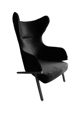 Produktbild von ARES MEBLE Gepolsterte Moderne Sessel KLERO 66 x 117 x 93 cm - Sessel Wohnzimmer, Mit Armlehnen, Schwarze Metallbeine - Samt Schwarz (Schwarz)