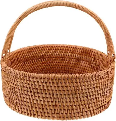 Obrázok produktu pre Veľký košík z vrbového dreva – ručne pletený piknikový a kuchynský košík – prírodný materiál – 31x29x25 cm – svetlohnedý