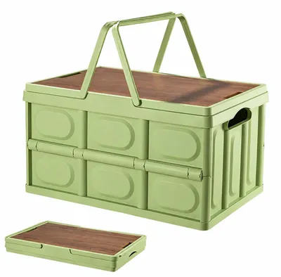 Faltbox 30 L mit Deckel, klappbar, grün, Kunststoff