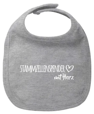 Produktbild von Huuraa Baby Lätzchen Stammzellenspender mit Herz Heather Grey Klettverschluss  Baumwolle Latz Geschenkidee