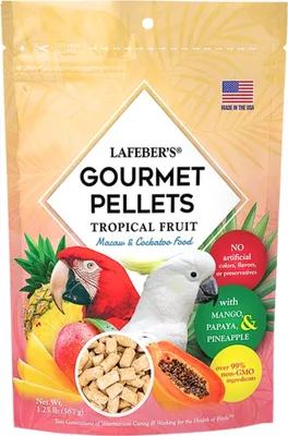 Zdjęcie produktu dla Lafeber Gourmet Pellets - Tropical Fruit - Macaw & Cockatoo - Zbilansowany pokarm: granulat z owocami dla AR I KAKADU 567g