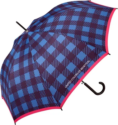 Produktbild von Regenschirm Automatik Stockschirm Damen Karomuster Benetton Windproof Leicht