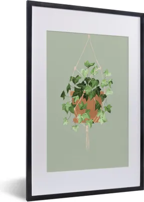 Produktbild von MuchoWow® MuchoWow® Gerahmtes Poster Pflanze - Hängepflanze - Rebe 40x60 cm - Poster mit zchwarzem Bilderrahmen - Poster in Rahmen
