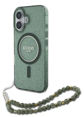Immagine prodotto di Guess Guhmp16Mhgcrelsa Iphone 16 Plus6.7 Zielony/Verde Custodia rigida Iml Glitter Con Cinturino Perla Magsafe