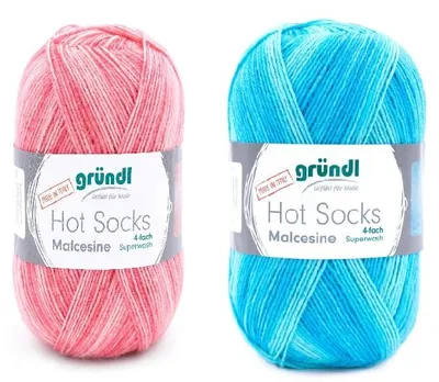 Produktbild von Doppelpack 2x100g Gründl Malcesine 4-fädige Sockenwolle 75 % Schurwolle 25 % Polyamid 02+08