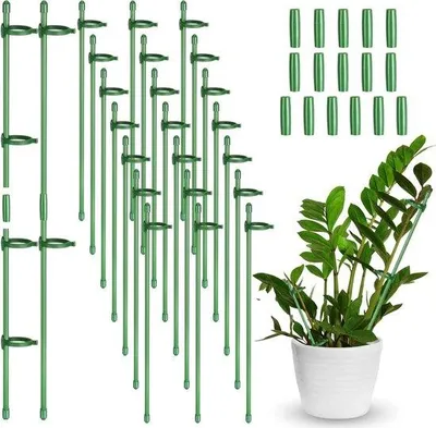Produktbild von Famanu Pflanzenstützen mit Ringen - Verstellbare Pflanzenstützen 30 cm