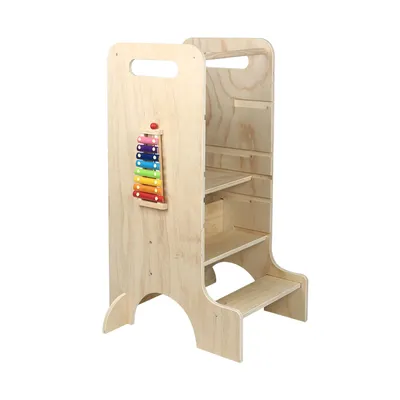 Produktbild von Lernturm Learning Tower Trittleiter Holz - Kindertritt Küchenturm Kinder - Steh Lernturm ab 1 Jahr - Kindertreppe