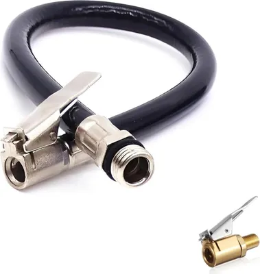 Produktbild von 1 Stück Reifenfüller Schlauch, 12.5mm Ventilverlängerung Autoventil Adapter Schlauch Reifenfüllschlauch Ersatzschlauch für Luftpumpe (Schwarz,Mit 1 Luftpumpendüse)