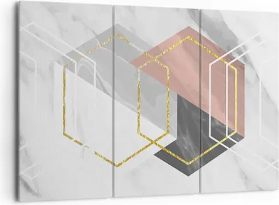 Produktbild von Bild auf Leinwand - Leinwandbild - 3 Teile - Zahlen Weiß Golden - 165x110cm - Wand Bild - Wanddeko - Wandbilder - Leinwanddruck - Bilder - Wanddekoration - Leinwand bilder - Wandbild - CE165x110-5087