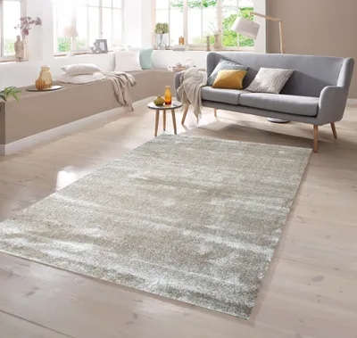 Produktbild von Designer Teppich Kurzflor mit Uni Design Beige Größe - 80 x 150 cm