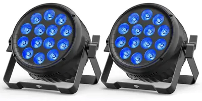 Produktbild von LED Par Bühnenstrahler 2er Set - 180W RGBW DMX512 - 14x15W LED - 4/8 Kanal DMX - EU Stecker - Disco Party DJ Beleuchtung