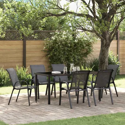 Immagine prodotto di Sedie da giardino impilabili 6 pezzi in textilene nero