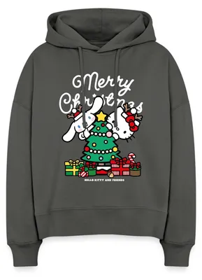 Produktbild von Spreadshirt Hello Kitty Und Cinnamoroll Weihnachten Frauen Boxy Organic Hoodie, L, Anthrazit