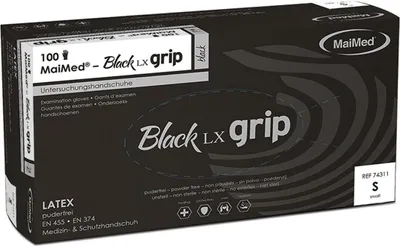 Produktbild von MaiMed Untersuchungshandschuhe Black LX grip puderfrei S