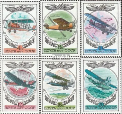 Produktbild von Briefmarken Sowjetunion 1977 Mi 4621-4626 (kompl.Ausg.) gestempelt Geschichte des sowj. Flugzeugbaus