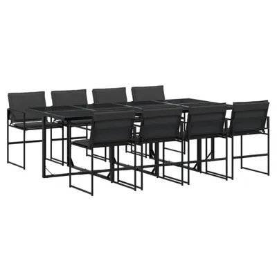 Produktbild von vidaXL 9-tlg. Garten-Essgruppe mit Kissen Schwarz Textilene