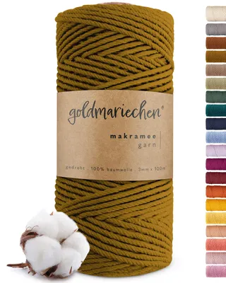 Produktbild von Makramee Garn (Olive) 3mm x 100m - 100% Baumwolle - Makrameegarn Baumwollgarn für DIY-Deko Wandteppich, Traumfänger, Blumenampel, Wandbehang