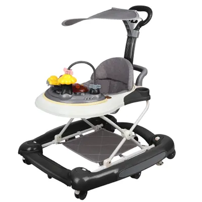 Produktbild von 4 in 1 Lauflernhilfe mit Schubstange,Gehfrei, Babywalker Schaukelfunktion mit Musik& Sonnendach,Klappbar Laufhilfe für Baby ab 6 Monate Schwarz