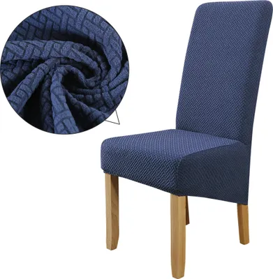Produktbild von 1 Stück Stuhlhussen Stretch Elasthan Stuhlüberzug abdeckung für Esszimmer Hotel Bankett (Dunkelblau)