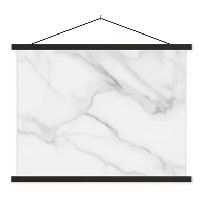 Produktbild von MuchoWow® Textilposter Marmor - Strukturiert - Weiß - Grau - Stein - Marmoroptik 150x113 cm mit schwarzem Rahmen - Wohnzimmer