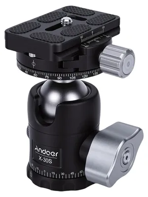 Image de Rotule panoramique pour trépied de 30 mm avec plaque à fixation rapide de 1/4" et base pivotante à 360 degrés