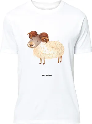 Produktbild von Mr. & Mrs. Panda Größe XXL T-Shirt Sternzeichen Widder - Weiß - Geschenk, Shirt, Geburtstag April, März, Spruch, Lustiges, Schafbock, Statement, Tshirt, Bock