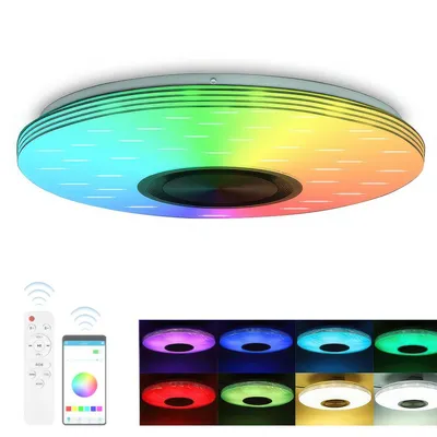 Produktbild von LED Deckenleuchte mit Bluetooth Lautsprecher 40cm RGB, Musik Deckenlampe dimmbar für Schlafzimmer & Wohnzimmer
