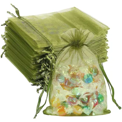 Produktbild von 100 Stück 15 x 20 cm Organzabeutel mit Kordelzug Geschenkbeutel Schmuckbeutel Lavendelbeutel für Hochzeit