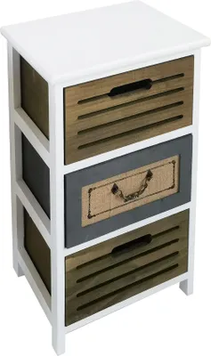 Immagine prodotto di Milani Home - mobiletto in legno con 3 cassetti, stile shabby chic, 35 x 28 x 56 cm, legno chiaro