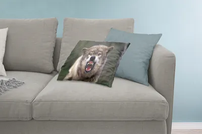 Produktbild von MuchoWow® Zierkissen Sofakissen Wohnzimmer Dekokissen 60x40 cm Wolf - Maul - Zähne - Kopfkissen - Polster mit Foto
