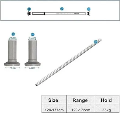 Obrázok produktu pre Famanu, závesová tyč, extra dlhá – 128-177 cm