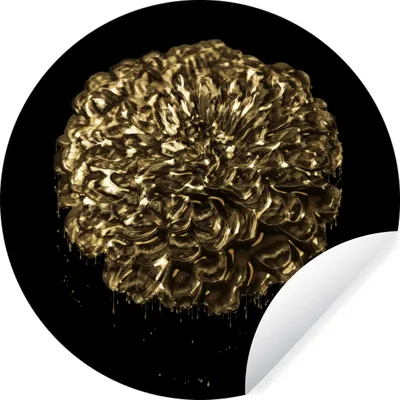 Produktbild von MuchoWow® Runde Wandtattoo - Wandsticker Tapete Aufkleber Blumen - Blätter - Gold Ø 80 cm Selbstklebend und Repositionierbar - Wandaufkleber - Kreis - Mauerkreis - Wand Bilder - Wandsticker - Wohnzimmer Dekoration - Dekoration für die Wände - Aluminium - Babyzimmer