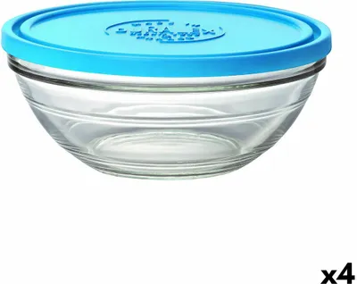 Obrázek produktu pro Kulatý box na oběd s víkem Duralex FreshBox Blue 2,4 l (4 kusy)