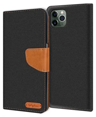 Image de Handy Cover iPhone 11 Pro Max Case Wallet Flip Case Protection Cover tissu