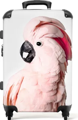 Produktbild von NoBoringSuitcases.com® Großer Koffer - Kakadu - Rosa - Tiere - Natur - Kombinationsschloss TSA - Hartschalen Trolley 4 Rollen - 72 liter - Reisekoffer - 66 cmKoffer Mittelgroß 67x43x25 cm, 72L,