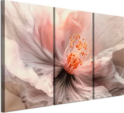 Produktbild von LUMASOUL Leinwand Bilder 90x60 cm, Leinwandbild Blumen Motiv, Wandbilder Holzrahmen und Webstuhl Wohnzimmer und Schlafzimmer, 3 teilig