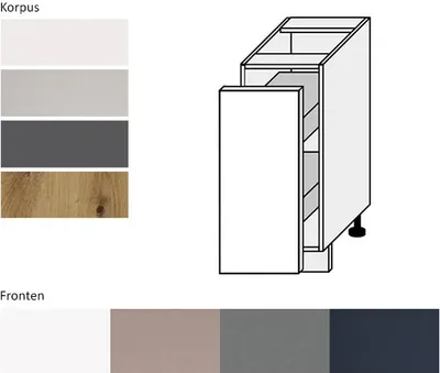 Produktbild von Unterschrank BO-D1D/30/cargo mit Metallauszug 30cm Farbe weiß - weiß (biały mat