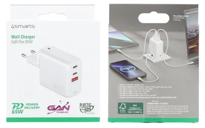 Produktbild von 4smarts Ladegert GaN Flex 65W 2 USB-C+1 USB-A. wei