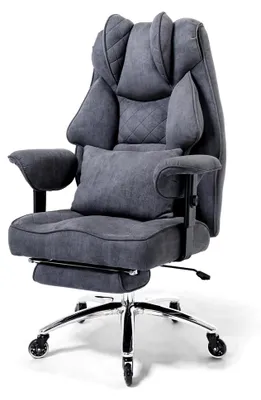 Produktbild von Ergonomischer Bürostuhl 200kg, Chefsessel mit Fußstütze, Schreibtischstuhl mit Lendenkissen, Bequemer XXL Breiter Sitz, Verdickte Polsterung, Höhenverstellbar, WildKunstleder