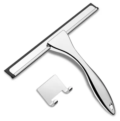 Obrázek produktu pro Škrabka na sprchový kout z nerezové oceli, 25,5 cm, s háčkem