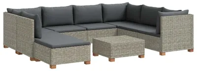 Immagine prodotto di vidaXL Set da salotto in rattan naturale GENDT, 9 pezzi, con cuscini, colore grigio