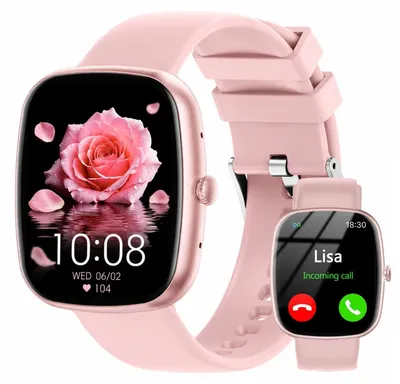 Zdjęcie produktu dla Inteligentny zegarek męski/damski HD z funkcją telefonu, wodoodporny, z trybami sportowymi, monitorowaniem tętna i snu, kompatybilny z Androidem i iOS, kolor różowy