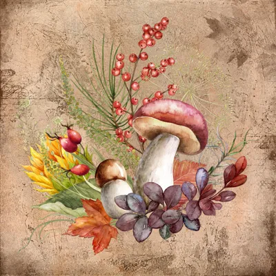 Produktbild von 20 Servietten Joyeuse Composition d'Automne - Steinpilz und Herbstfrüchte 33x33cm