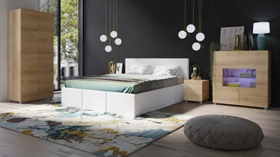 Produktbild von Schlafzimmer Komplett Set 5 tlg LABRI Weiss- Sonoma Eiche matt