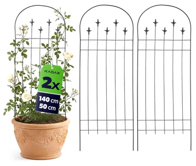 Produktbild von KADAX Metall Rankgitter 50 x 140 cm, 2 Stück, Kletterhilfe für Pflanzen, Rankspalier aus pulverbeschichtetem Stahl, Pflanzenstütze für Kletterrosen & Clematis