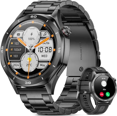 Produktbild von TIFOZEN Herren Smartwatch 1.52 Zoll robuste Fitness Uhr 500 mAh Akku 120 Sportmodi Telefonfunktion Herzfrequenz SpO2 Schlafmonitor wasserdicht