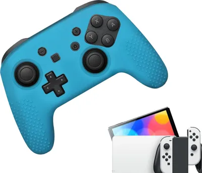 Image de Housses et skins pour Nintendo Switch 1 - Housse de performance pour le jeu - Couvertures Soft Grip - Accessoires antidérapants pour manette Pro - Bleu