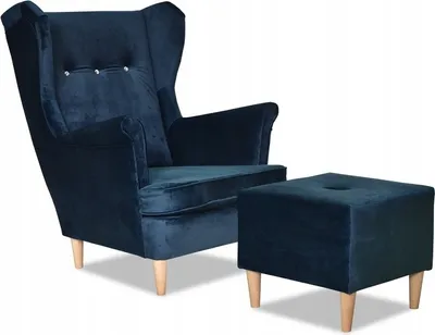 Produktbild von Kaiser Möbel Ohrensessel Sessel Mit Fusshocker Dunkelblau Room