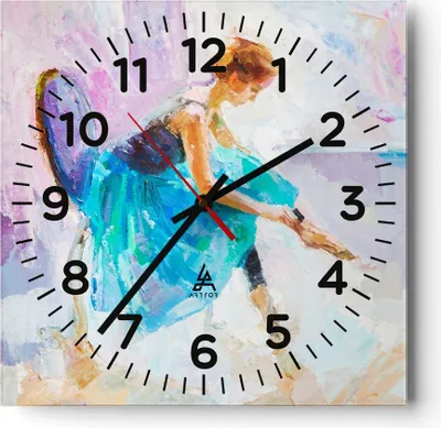 Produktbild von Wanduhr - Quadrat - Glasuhr - Balletttänzer tanzen - 30x30cm - Schleichendes Uhrwerk - Lautlos - zum Aufhängen bereit - Dekoration Modern - Wanddekoration aus Glas - C4AC30x30-3766